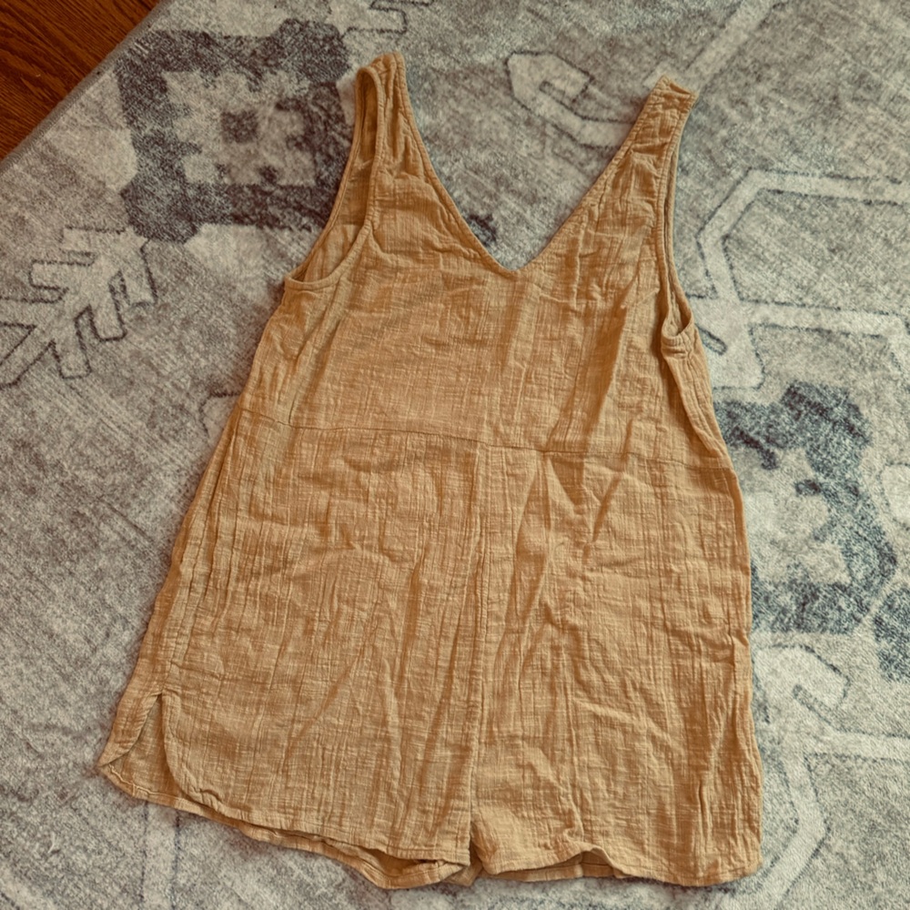 Rip curl mustard yellow linen like romper beach cover